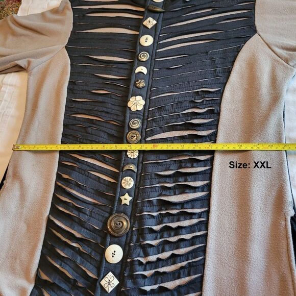 COTTON Fleece Jacket Blazer Coat 𝅺Beige Grey Bone Button JACKET- NEW - Picture 11 of 12